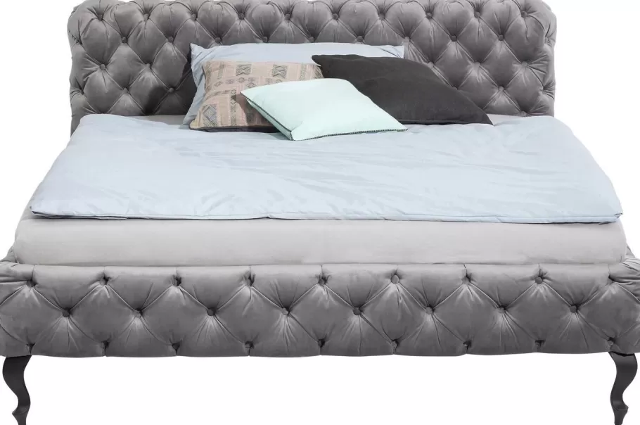 KARE Design Bedden | Kasten<Bed Desire Fluweel Zilvergrijs 180x200cm