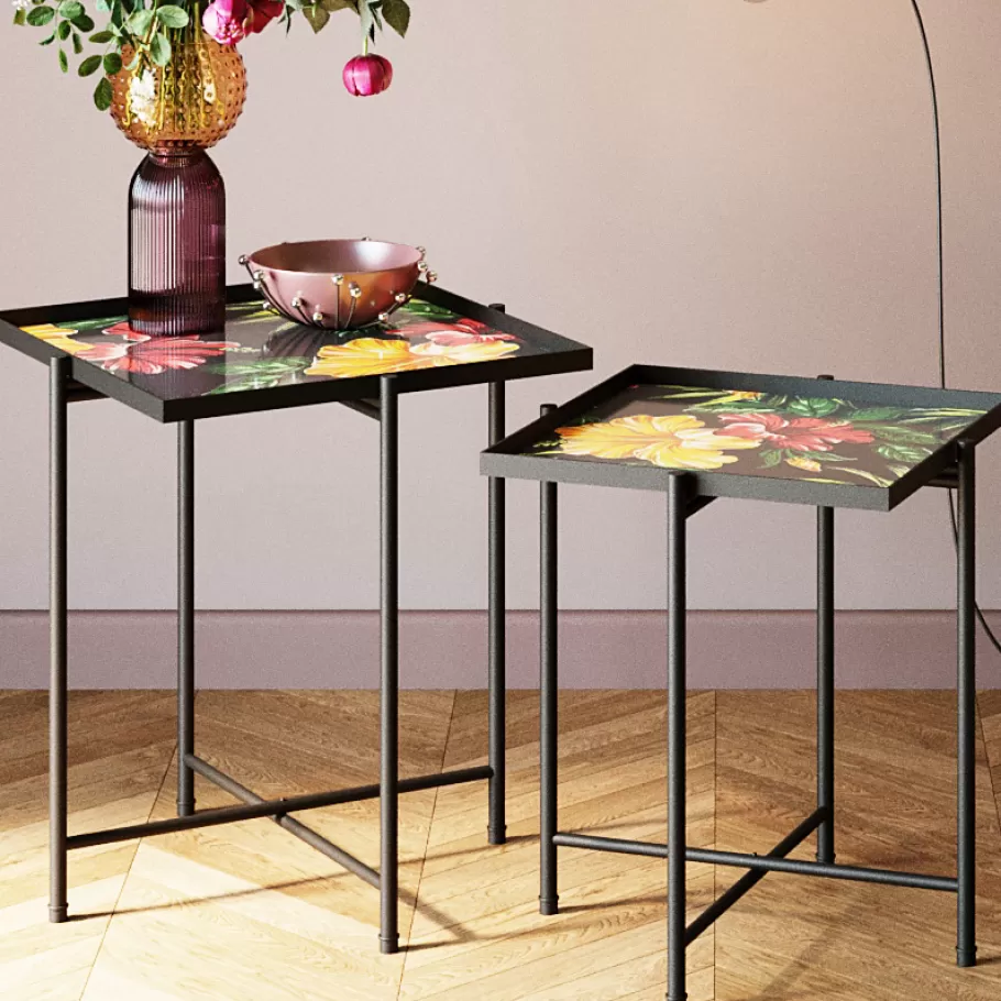 KARE Design Kasten | Tafels<Bijzettafel Flowers Garden Square (Set Van 2)