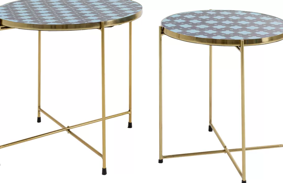 KARE Design Kasten | Tafels<Bijzettafel Priya Blue (Set Van 2)