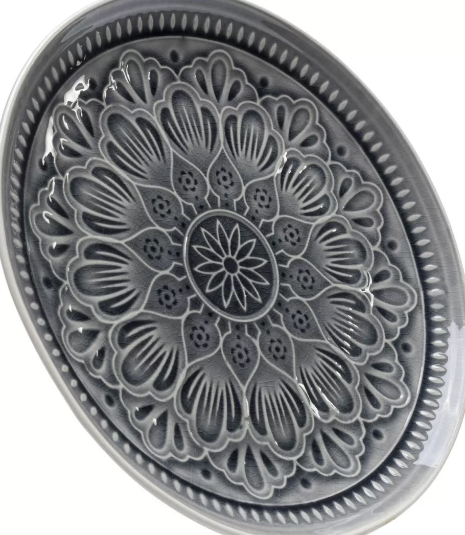 KARE Design Servies & Tafelaccessoires | Kasten<Bord Sicilia Mandala Grijs Ø27cm