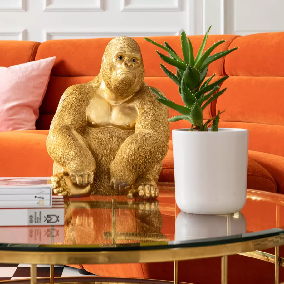 KARE Design Opbergers | Woondecoratie<Decofiguur Aap Gorilla Side Medium Goud