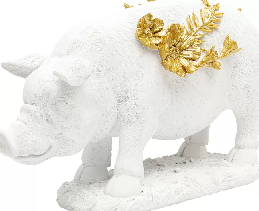 KARE Design Opbergers | Woondecoratie<Decofiguur Flower Pig Wit 21cm