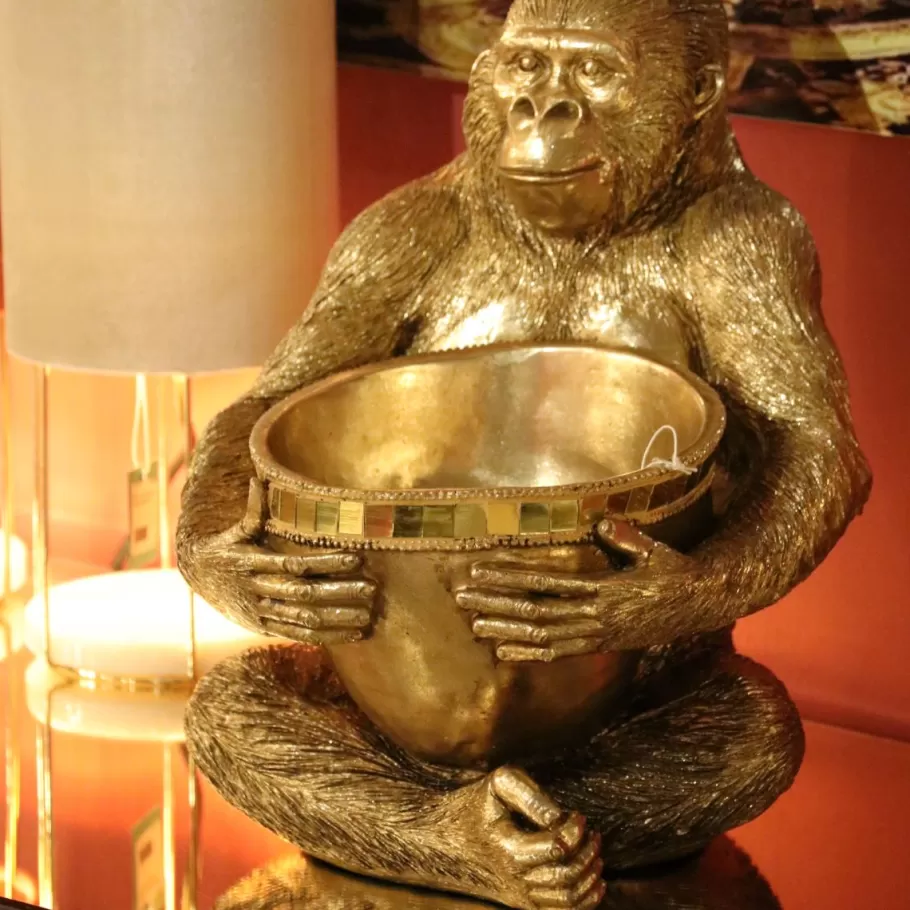 KARE Design Opbergers | Woondecoratie<Decofiguur Gorilla Holding Bowl Goud