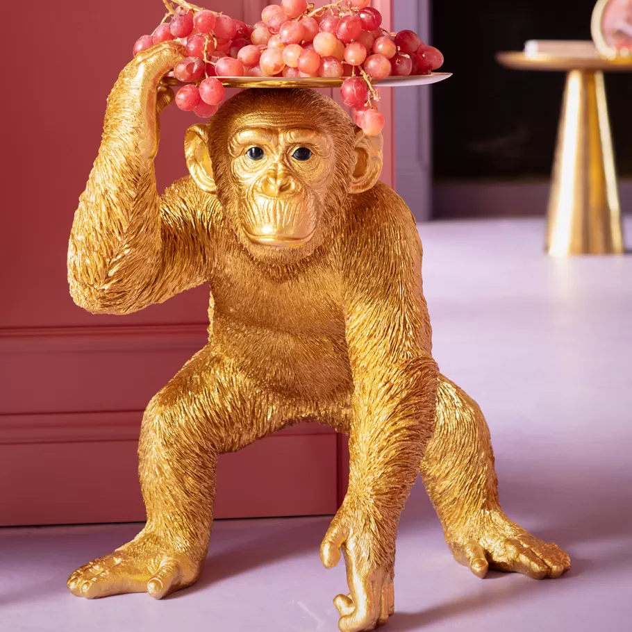 KARE Design Opbergers | Woondecoratie<Decofiguur Playing Chimp Butler Gold 52cm