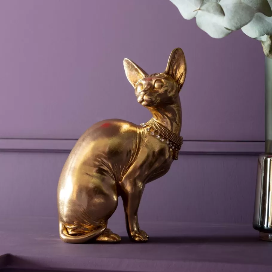 KARE Design Opbergers | Woondecoratie<Decofiguur Sitting Cat Audrey Gold 27cm