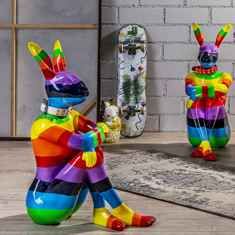 KARE Design Opbergers | Woondecoratie<Decofiguur Sitting Rabbit Regenboog 80cm