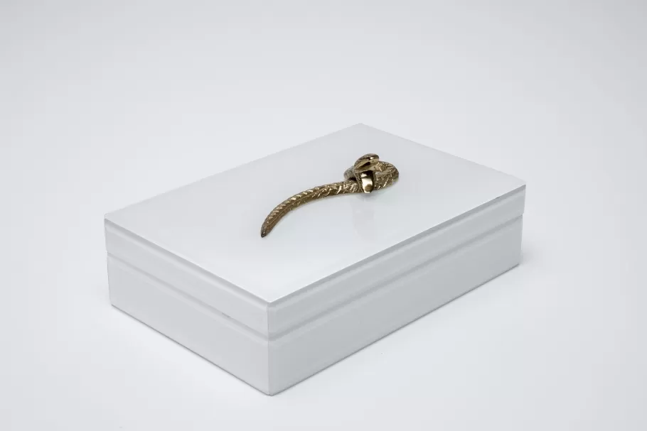 KARE Design Opbergers<Doos Snake Bite White 28x7cm