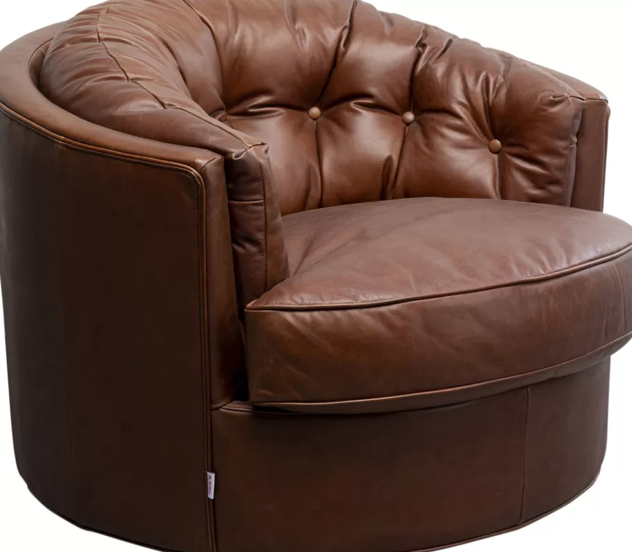 KARE Design Kasten | Fauteuils<Draaibare Fauteuil Music Hall Leather Brown