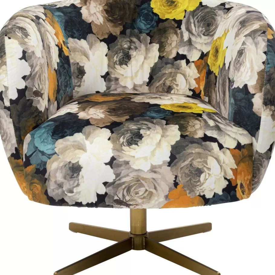 KARE Design Kasten | Fauteuils<Draaistoel Peony Flower Geel