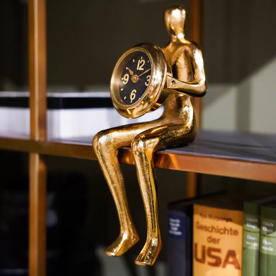 KARE Design Woondecoratie | Kasten<Eettafel Clock Sitting Man Gold 8x27cm