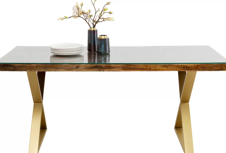 KARE Design Kasten | Tafels<Eettafel Conley Cross Brass 180x90cm