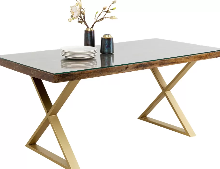 KARE Design Kasten | Tafels<Eettafel Conley Cross Brass 180x90cm