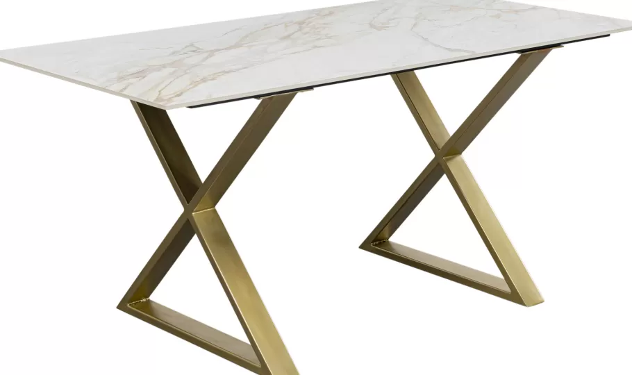 KARE Design Kasten | Tafels<Eettafel Eternity Cross Brass 160x80cm