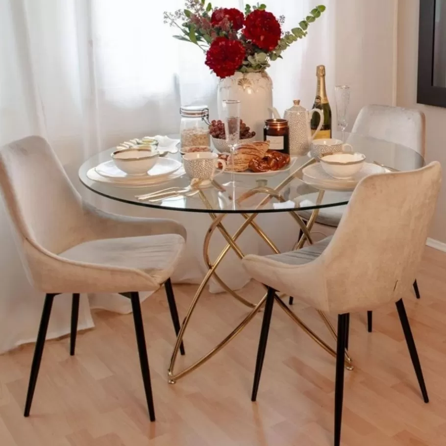 KARE Design Kasten | Tafels<Eettafel Molekular Goud Ø120cm