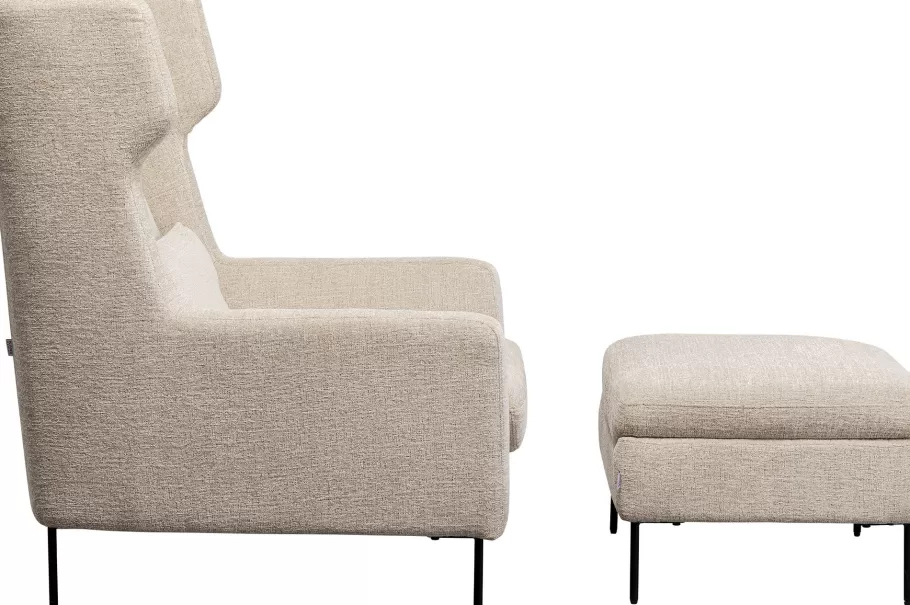 KARE Design Kasten | Fauteuils<Fauteuil + Hocker Quinn High Beige