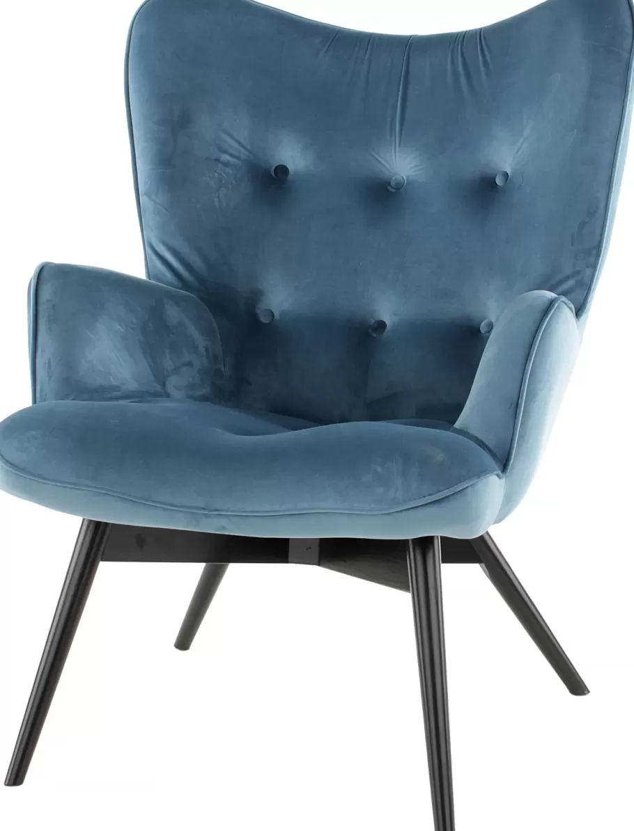 KARE Design Kasten | Tuinmeubelen<Fauteuil Black Vicky Fluweel Petrol-Blauw