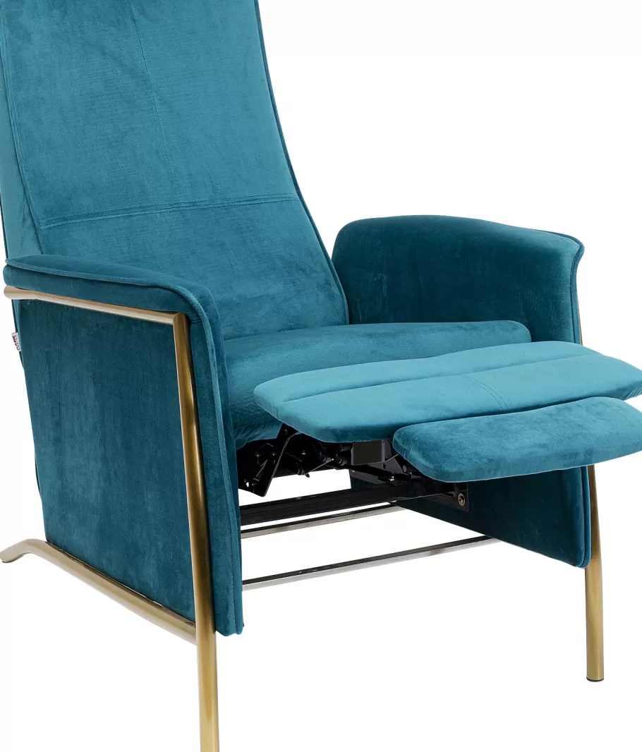 KARE Design Kasten | Fauteuils<Fauteuil Lazy Fluweel Blauw