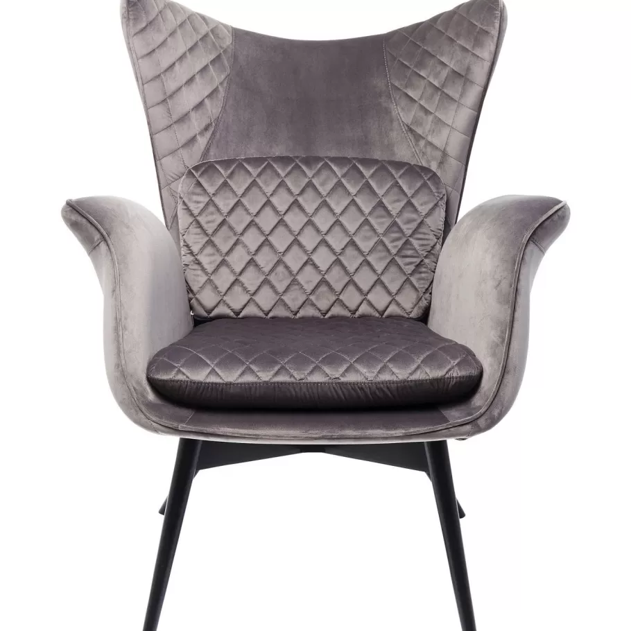 KARE Design Kasten | Fauteuils<Fauteuil Tudor Fluweel Zilvergrijs