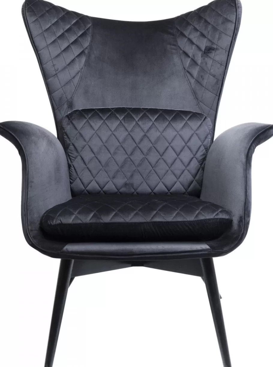 KARE Design Fauteuils<Fauteuil Tudor Fluweel Zwart