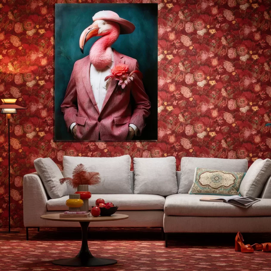 KARE Design Wanddecoratie | Kasten<Glas Schilderij Mister Flamingo 120x160cm