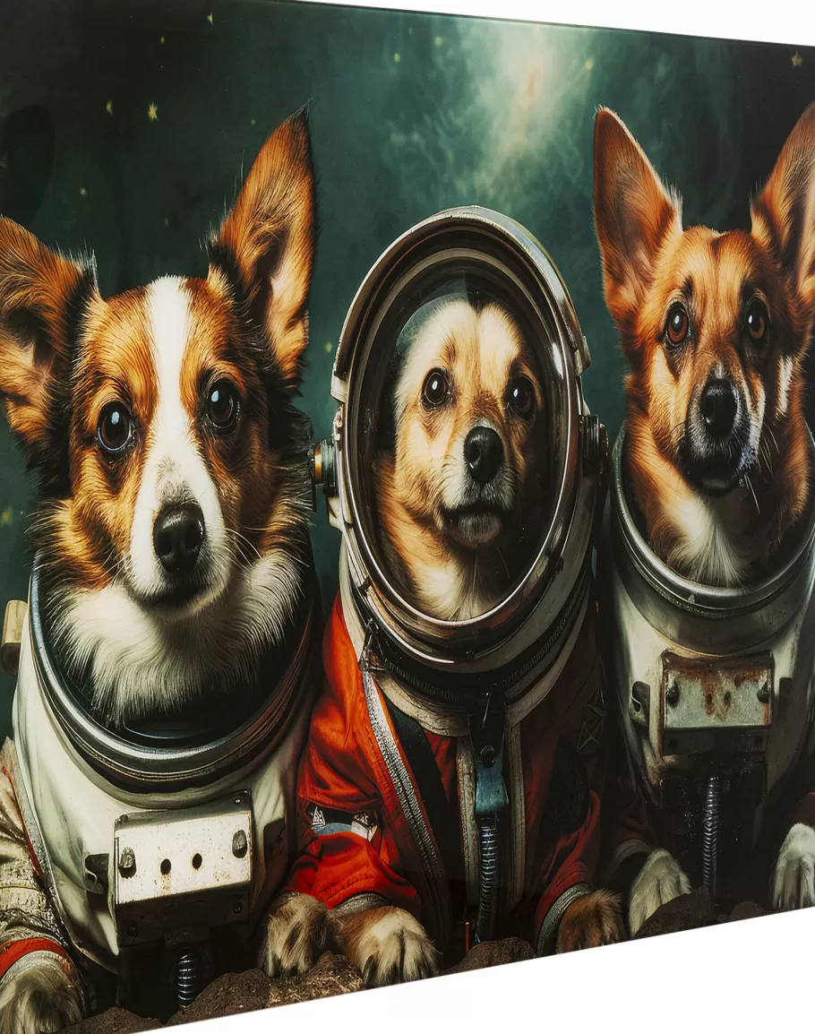 KARE Design Wanddecoratie | Kasten<Glasschilderij Astronauts Dogs 80x60cm