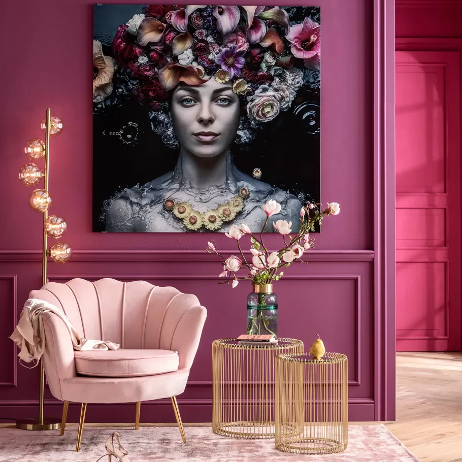 KARE Design Wanddecoratie<Glasschilderij Flower Art Lady 120x120cm