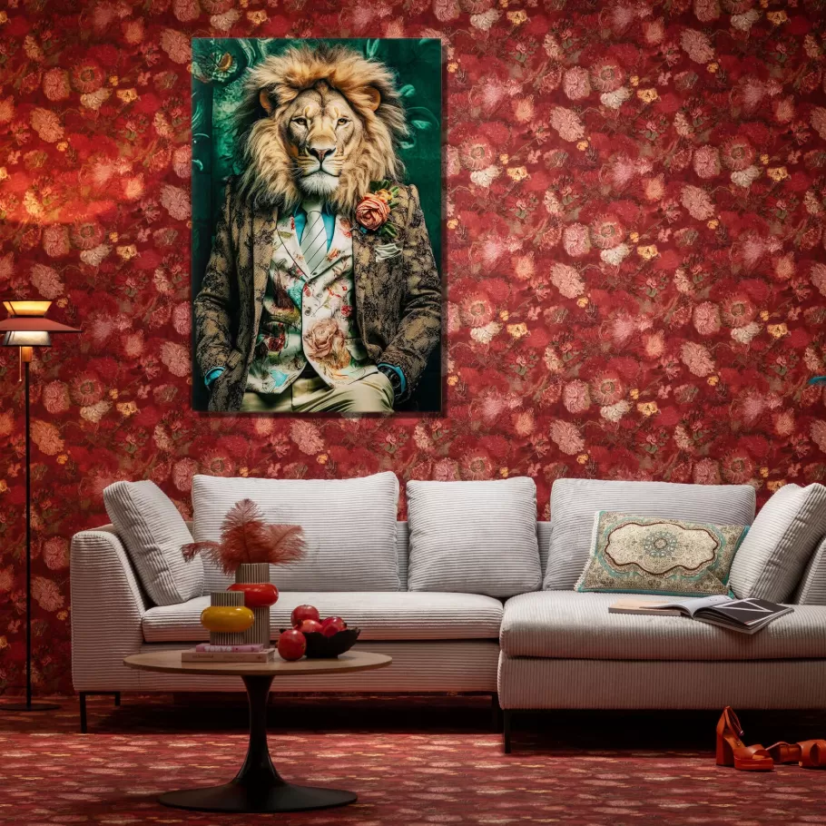 KARE Design Wanddecoratie | Kasten<Glasschilderij Mister Lion 150x100cm