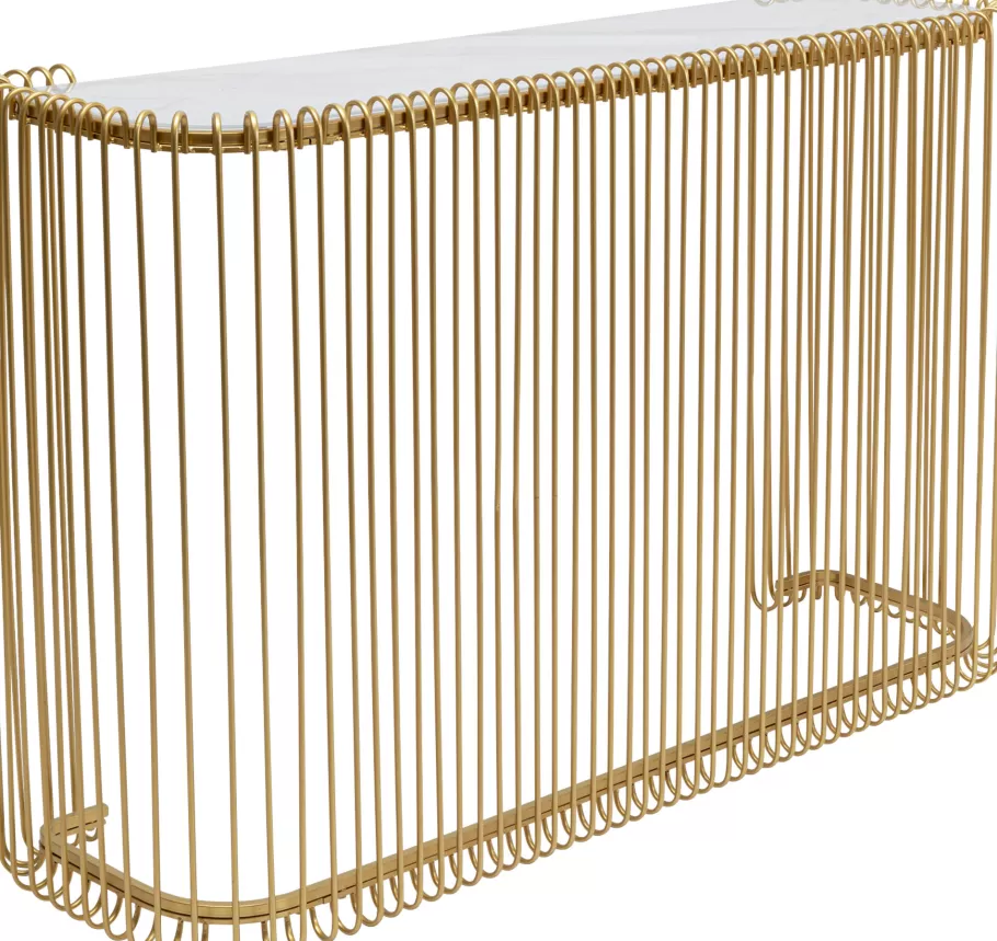 KARE Design Lage Kasten & Dressoirs<Haltafel Wire Glass Marble Gold 142x89cm