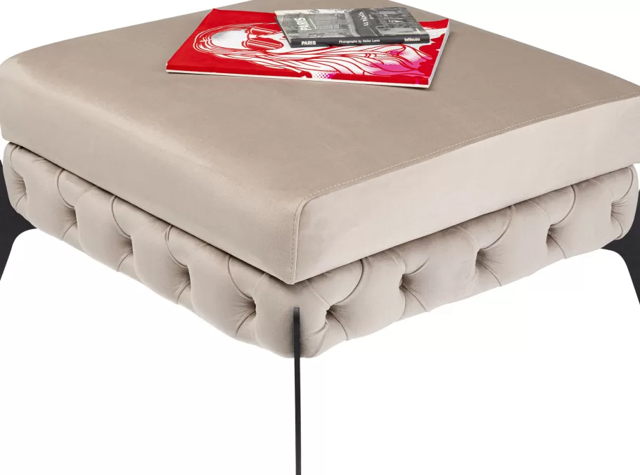 KARE Design Poefs & Krukken | Tuinmeubelen<Hocker Bellissima Velvet Taupe 80cm