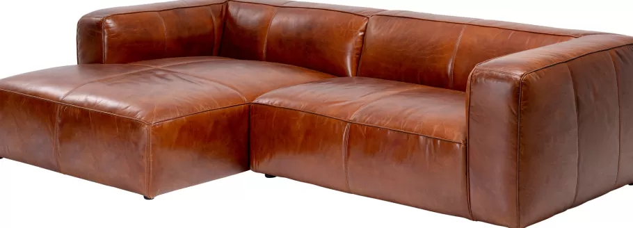 KARE Design Kasten | Tuinmeubelen<Hoekbank Cubetto Leather Brown 170x270cm