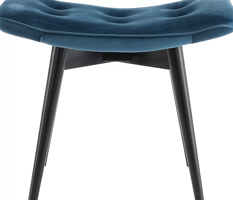 KARE Design Poefs & Krukken | Kasten<Kruk Black Vicky Fluweel Petrol-Blauw 46x59cm