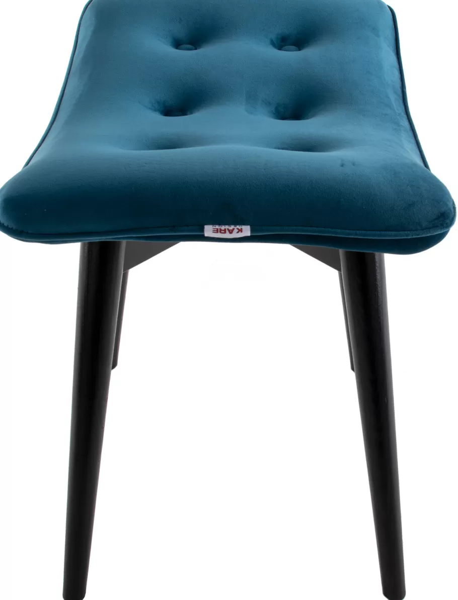 KARE Design Poefs & Krukken | Kasten<Kruk Black Vicky Fluweel Petrol-Blauw 46x59cm