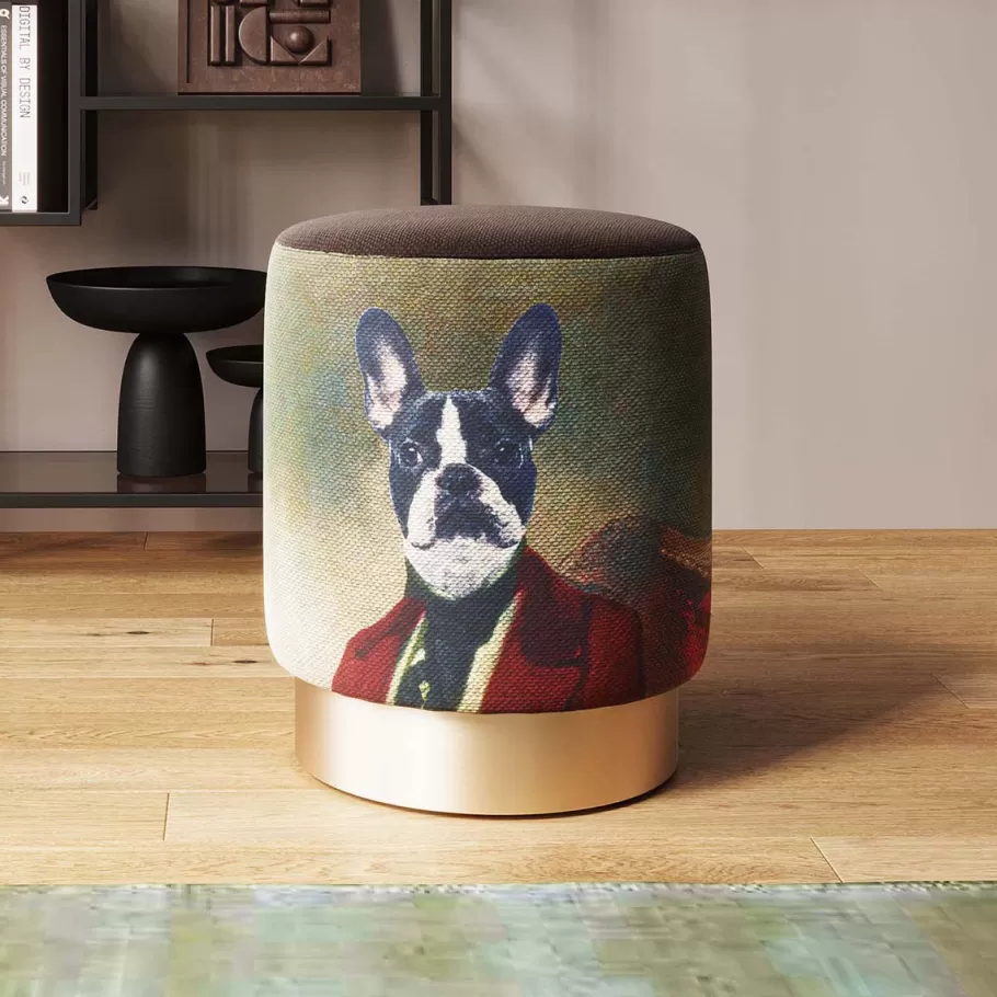 KARE Design Poefs & Krukken | Kasten<Kruk Cherry Mr. Dog Brass Ø32cm