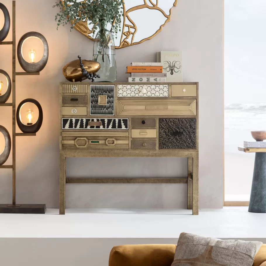 KARE Design Tuinmeubelen | Lage Kasten & Dressoirs<Ladekast Chalet Gold 13 Drawers