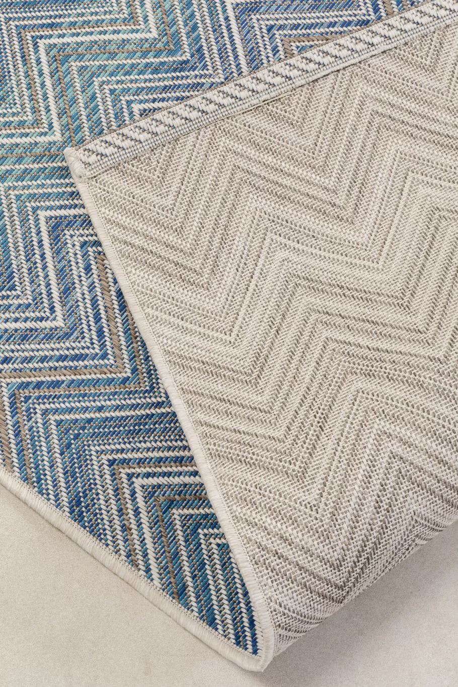 KARE Design Kasten | Tuinmeubelen<Outdoor Vloerkleed Zigzag Blue 160x230cm