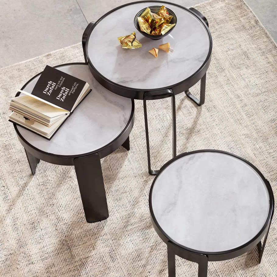 KARE Design Kasten | Tafels<Salontafel Perelli Black (Set Van 3)