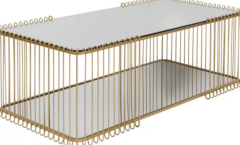 KARE Design Kasten | Tafels<Salontafel Wire Double Brass 120x60cm