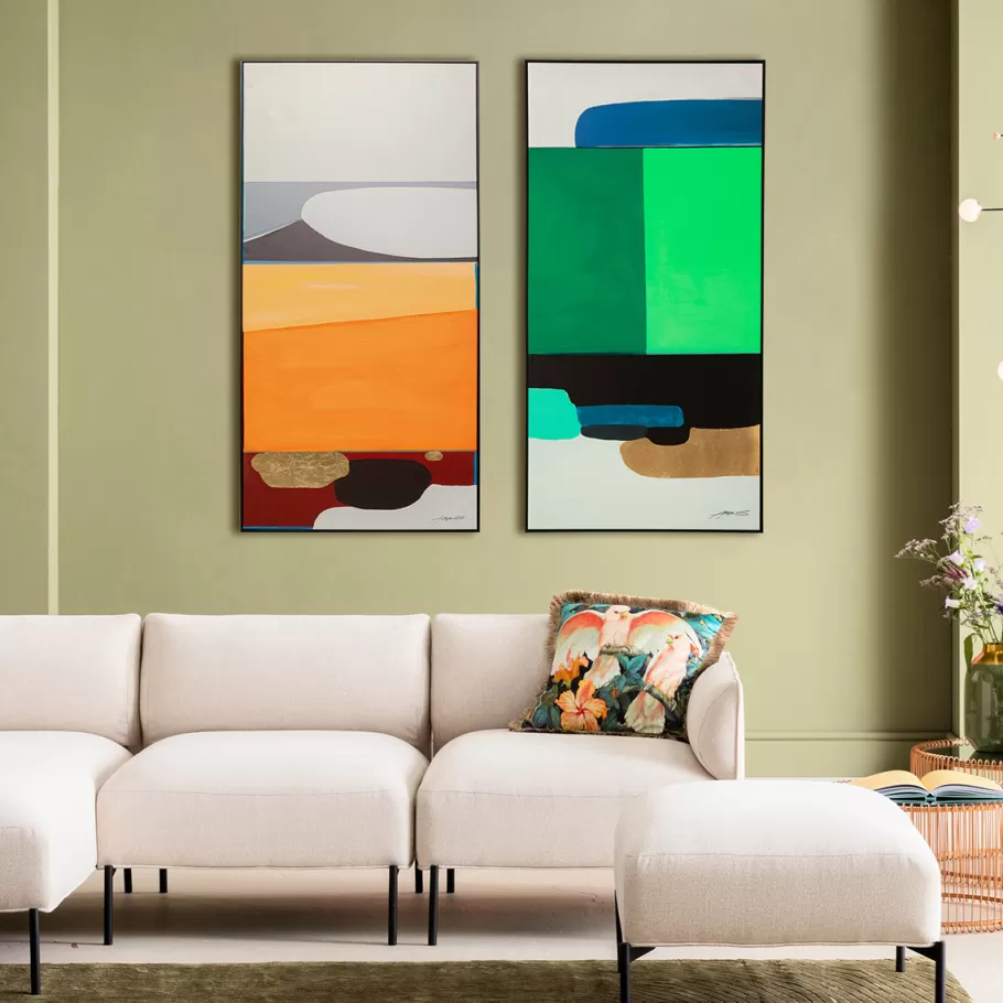 KARE Design Wanddecoratie | Tuinmeubelen<Schilderij Abstract Shapes Green 73x143cm