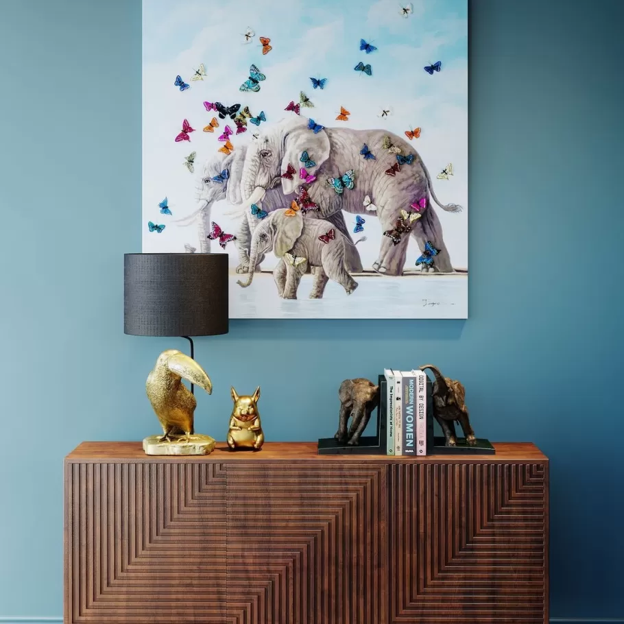 KARE Design Wanddecoratie | Kasten<Schilderij Touched Elephants With Butterflies 120x120cm