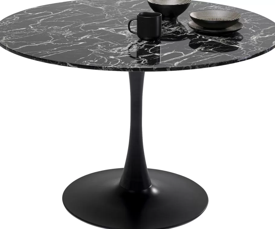 KARE Design Kasten | Tafels<Tafel Veneto Marmer Zwart Ø110cm