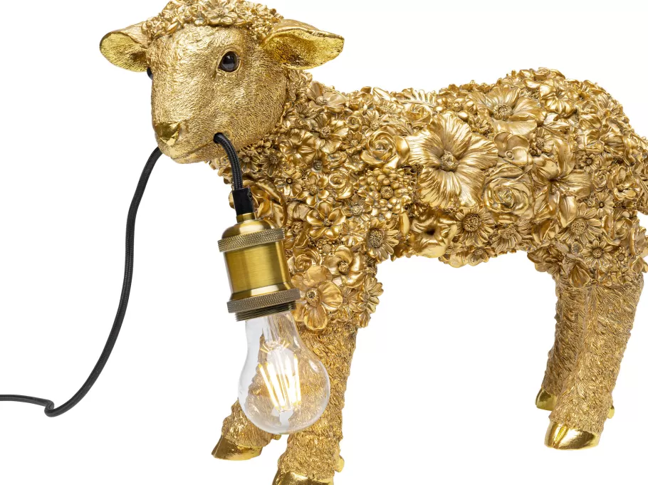 KARE Design Tafellampen | Kasten<Tafellamp Animal Flower Sheep Gold 36cm