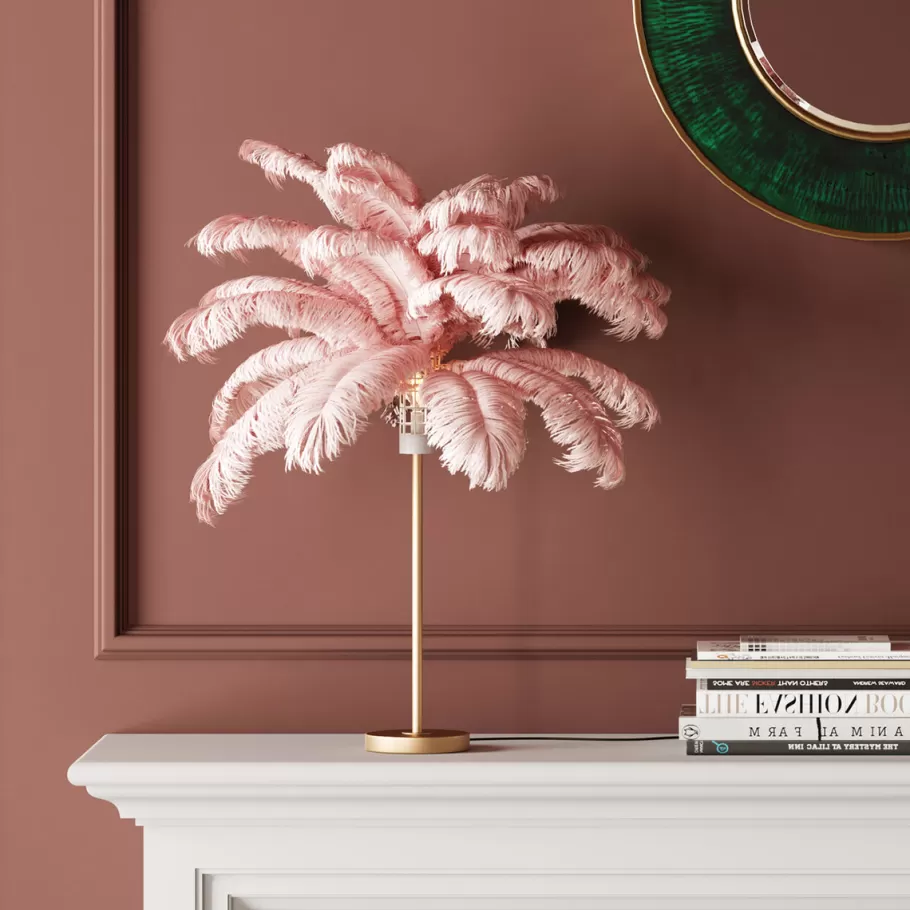 KARE Design Kasten | Tuinmeubelen<Tafellamp Feather Palm Pink 60cm