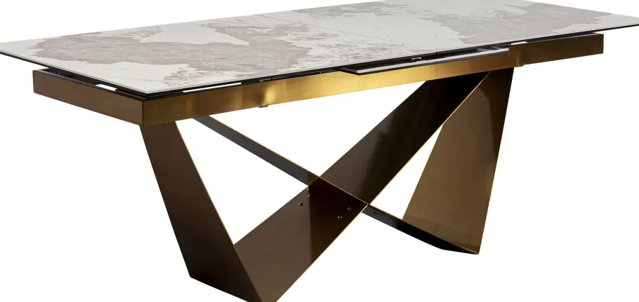 KARE Design Tafels<Uitschuifbare Eettafel Connesso Brass 200(+60)x100cm