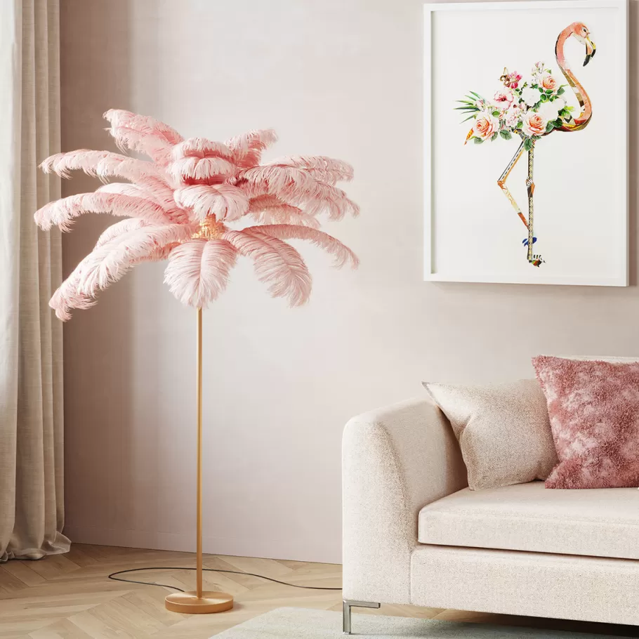 KARE Design Vloerlampen | Kasten<Vloerlamp Feather Palm Pink 165cm