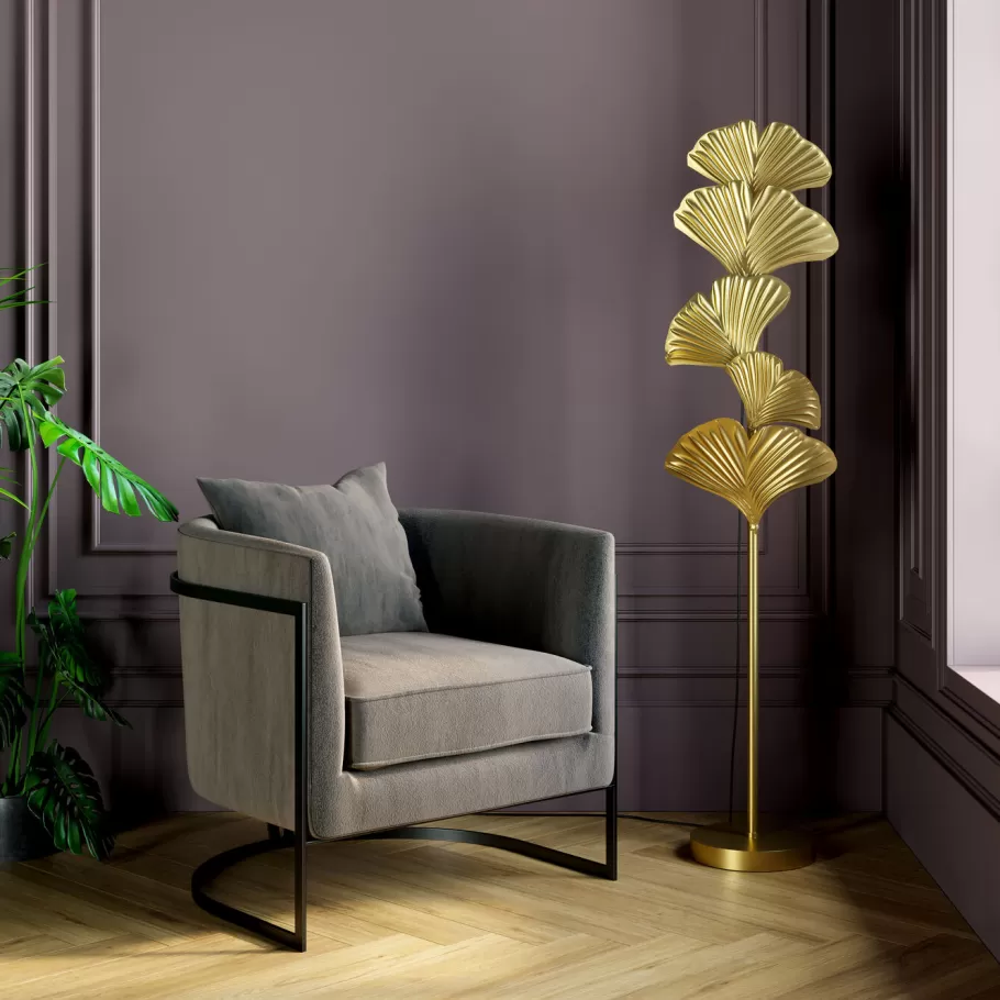 KARE Design Vloerlampen | Kasten<Vloerlamp Yuva Goud 160cm