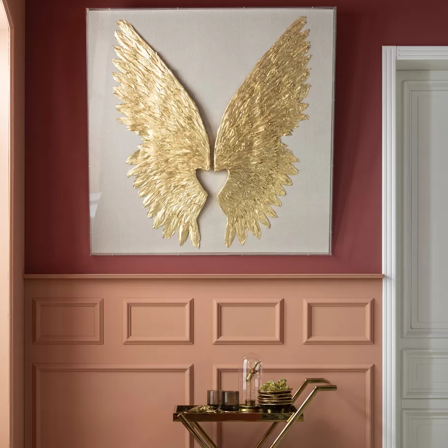 KARE Design Wanddecoratie | Kasten<Wanddecoratie Wings Goud-Wit 120x120cm